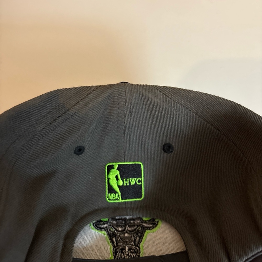 Chicago Bulls Windy City 47 Brand Dark Gray and Black Hat with Neon Green Logo - Picture 5 of 9
